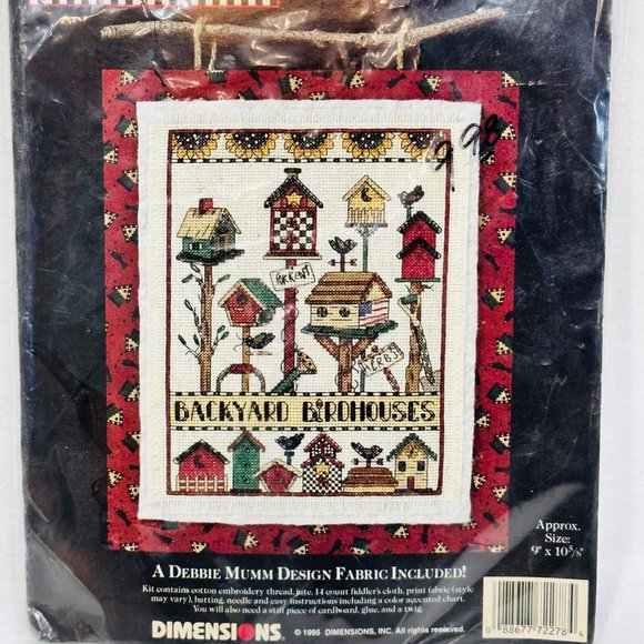 Vintage Dimensions Debbie Mumm "Backyard Birdhouses" Cross Stitch Kit (1995) - Picture 3 of 7